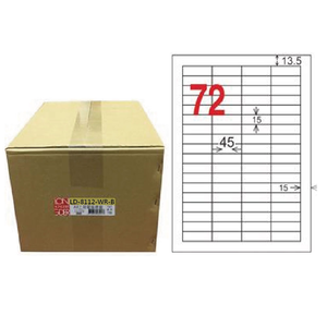 【龍德】LONGDER 三用電腦標籤 A4 72格 15*45mm可再貼1000張/箱 LD-8112-WR-B(適用雷射、噴墨、影印)
