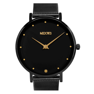 [MEDOTA] Mini Chica minimalist 36mm dial mesh band ladies watch-Black&Gold / LH-10302