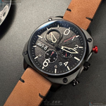 [星晴錶業]新品牌手錶,46mm,AV50631黑色錶面黑錶殼咖啡色真皮皮革錶帶款, , large
