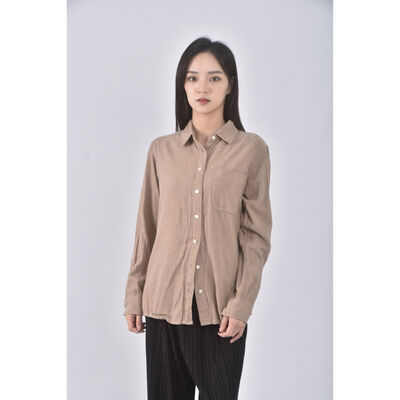 (S) uniqlo質感棉質純棉棕色長袖上衣二手衣