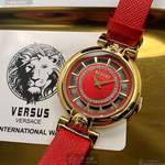 [星晴錶業]VERSUS VERSACE手錶,36mm,VV00022大紅色錶面玫瑰金錶殼大紅色真皮皮革錶帶款, , large