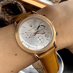 [星晴錶業]MASERATI手錶,44mm,R8871633002白色錶面玫瑰金錶殼咖啡色真皮皮革錶帶款, , large