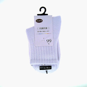 旅行家抗菌防臭羅紋童短襪-白色(14~18cm)