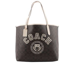 COACH City 校徽標誌塗層帆布托特包/巧克力/白色