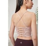 YOGA FLOW Dale Bra - 交錯層次短版上衣 - 嫣红粉 Apricot Pink, , large