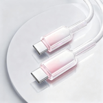 [Lele] PD60W Ice Crystal Head Colorful Braided Fast Charging Cable C to C 1M Gray White Pink, , large
