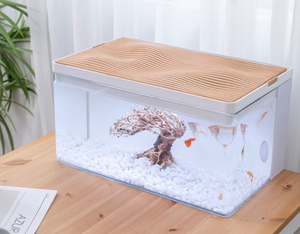 Harmony Aquatic Tank - Deluxe Kit (White / Light Wood Grain) with Remote Control