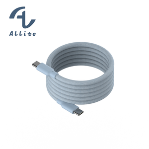 [OneMore Co., Ltd.] Allite Easy Cable Magnetic Storage Braided Fast Charging Cable (USB-C to USB-C) Baby Blue