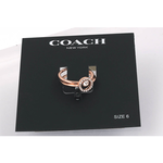 COACH 鏤空水鑽雙圓圈可拆戴戒指 6號/玫瑰金, , large