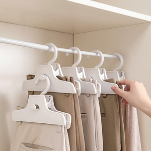 【上手家居】可疊掛褲子衣架-5入組(無痕衣架/防滑衣架/褲架)