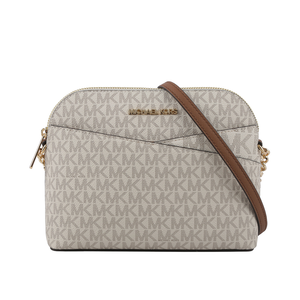 Michael Kors 金字滿版塗層帆布口袋貝殼包/香草白