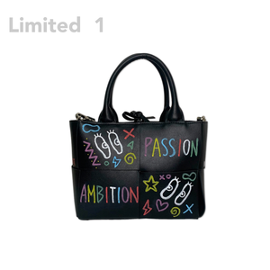  Personalized painted woven two-purpose small square bag black (M)