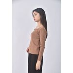 (S) 斜肩棕色長袖上衣二手衣, , large