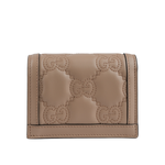 GUCCI GG Logo 縫線設計二折卡片小短夾/灰粉色, , large