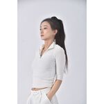 (S) 【安于晴Charlene私服】bershka質感五分袖白色長袖上衣二手衣, , large