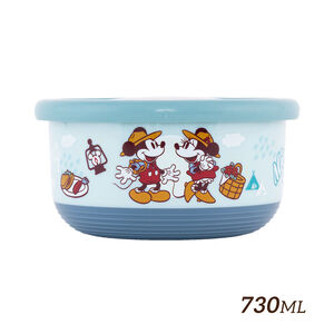 HOUSUXI 迪士尼 不鏽鋼雙層隔熱碗 730ml-米奇米妮