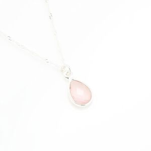 【Angel & Me】水滴 粉晶 (小) Rose Quartz s925 純銀 項鍊 禮物
