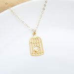 【Angel & Me】金色 鳥籠與小鳥 s925 純銀厚鍍 24k純金 項鍊 生日 週年 畢業 情人節 聖誕節 禮物, , large