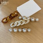 【Gulicc】古莉可 髮夾 復古鍊條氣質珍珠瀏海夾組(2入), , large