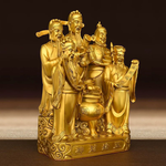 【Brass-Look Five-Way Wealth Gods Figurine】Treasure Gathering, Maximum Wealth, Feng Shui Enhancement, Positive Energy, Perfect for Gifts, Personal Use, Store Display, and Business Prosperity, , large