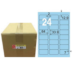 【龍德】LONGDER 三用電腦標籤 A4 24格 圓角 33.9*64mm淺藍1000張/箱 LD-818-B-B(適用雷射、噴墨、影印), , large