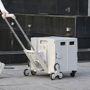 【AOTTO】68L升級款加厚折疊可爬梯八輪購物車-軍綠色(AC-233GN)