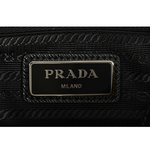 PRADA 刺繡及三角牌Logo 雙面可用尼龍拉鍊斜背包/黑色, , large