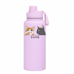 【吾家有貓】吾家有貓運動水壺陶瓷款 1000ML-淡紫, , large