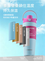 【H&R安室家】SITARAYURI 撞色雙飲304不鏽鋼保溫瓶900ml(H61), , large