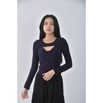 (S) 【安于晴Charlene私服】air space質感假兩件藍色長袖上衣二手衣, , large