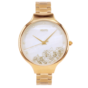 [MEDOTA] ELEGANT GLITTER Shell Surface Pearl And Rose Ladies Watch-Gold / EG-11402
