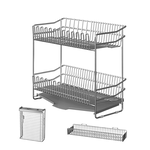 Multifunctional double-layer 304 stainless steel kitchen drain rack, sink countertop, dish rack, chopstick and knife holder, kitchen storage., , large