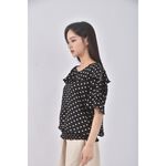 (S) etaris stago點點黑色短袖上衣二手衣, , large