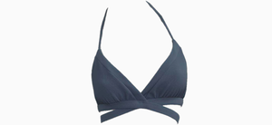 QXHEE.T.Made in Taiwan, cross-covered back neck strap bikini top (Geometric Dance/Flower Heat Wave/Smoke Blue) ready stock