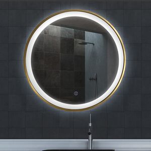 【H&R安室家】 60cm里昂 智能LED發光觸控圓型燈鏡(掛鏡/浴鏡/化妝鏡/鏡子) ZA0201