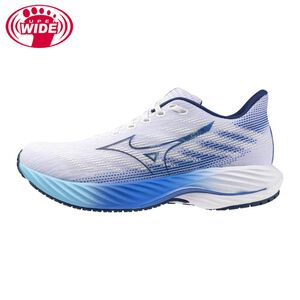[秉宸] MIZUNO WAVE RIDER 28 男慢跑鞋 超寬楦 運動鞋 白藍 J1GC240401