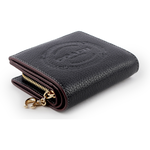 COACH 金色C Logo 拉鍊鎖鏈標誌壓印暗釦二折短夾/黑色, , large