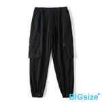 大尺碼-日系多袋束口工裝褲-黑/綠-0204168, , large