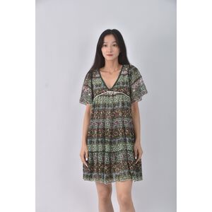 (S) jeanasis質感V領綠色洋裝二手衣