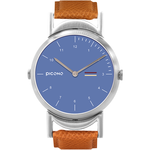 【PICONO】Twin collection double watch surface black leather strap watch-Silver / TN-11901, , large