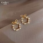 【Gulicc】古莉可 耳環  鑲鑽蝴蝶耳飾 珍珠耳環, , large