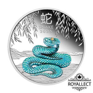 Australian Lunar Year of the Snake 1oz Silver Proof Coloured Coin Perthmint 2025