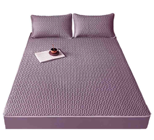 HABABY Huan'an Home Furnishings [Gift Set] Bed Sheet Latex Cooling Mat, Standard Double Size, Taro Purple