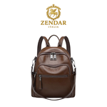 【ZENDAR】台灣總代理 限量1折 頂級超柔軟小牛皮後背包 佩樂系列 全新專櫃展示品(咖啡色), , large