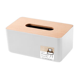 簡約木蓋衛生紙盒-霧白色