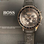 [星晴錶業]BOSS手錶,42mm,HB1513628古銅色錶面古銅色錶殼咖啡色真皮皮革錶帶款, , large