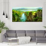 【御畫房】天瀑 國家一級畫師手繪油畫60×120cm(VF-136), , large