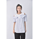 (XL) obdesign棉質露肩白色短袖上衣二手衣, , large