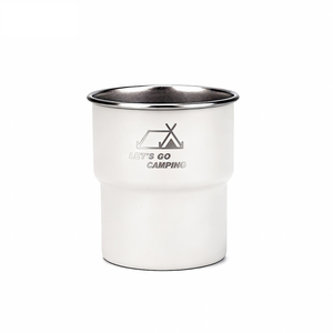Lightweight stackable 304 stainless steel camping step cup, off-white, 1 piece (Outdoor step cup, camping stackable cup, lightweight drinking cup, camping portable cup)