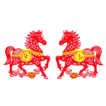 摩達客◉春節開運招財◉植絨立體福旺紙剪馬(小)門聯對聯春聯兩片組, , large